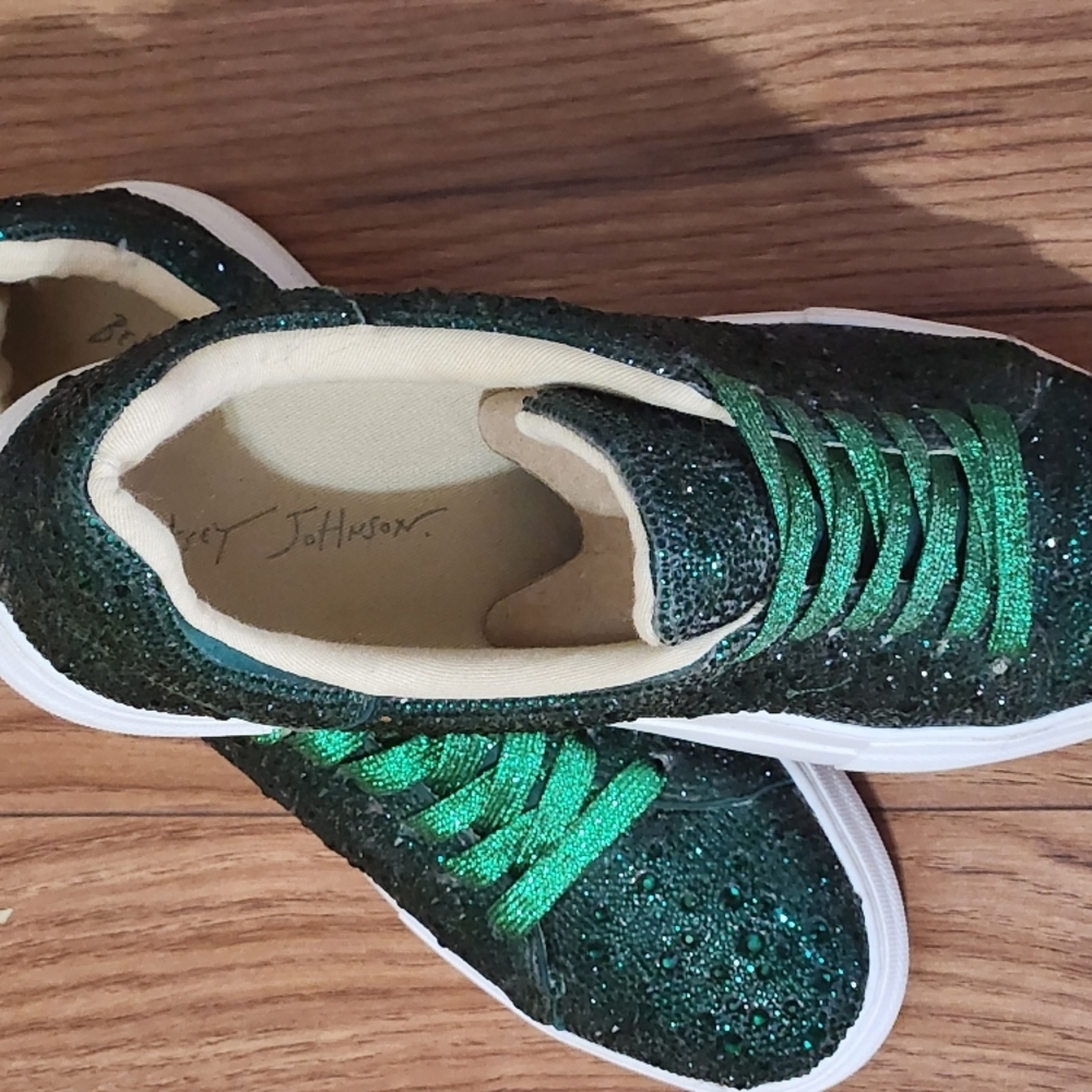Betsey Johnson Green Glitter Sneakers